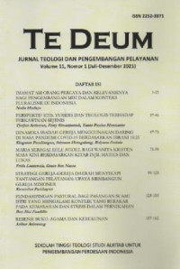 Image of TE DEUM Volume 11 Nomor 1 ( Juli - Desember 2021 ) Jurnal Teologi dan Pengembangan Pelayanan STT SAPPI