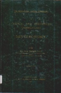 Image of A Critical and Exegetical Commentary on Deuteronomy