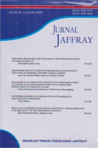 Image of JURNAL JAFFRAY Vol. 18 No. 2, Oktober 2020 Sekolah Tinggi Theologia Jaffray