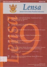 Image of Lensa Jurnal Universitas Pramita Indonesia Tahun 5 No. 9 September - Desember 2006