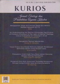 Image of KURIOS;Jurnal Teologi dan Pendidikan Agama Kristen STT PELITA BANGSA-JAKARTA, Vol.4 No.1, April 2018