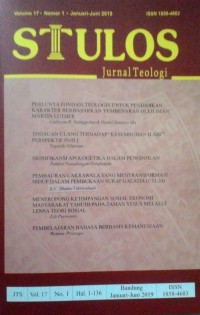 Image of Jurnal Teologi STULOS, Volume 17 Nomor 1 (Januari-Juni 2019)