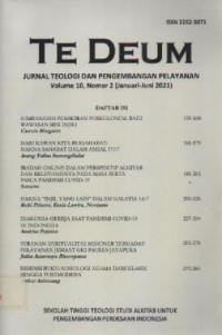 Image of TE DEUM Volume 10 Nomor 2 ( Januari - Juni 2021 ) Jurnal Teologi dan Pengembangan Pelayanan STT SAPPI